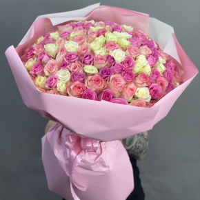 Букет из 151 кенийской розы микс (40 см) в Химках