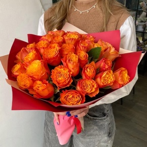 Букет из 35 огненных роз Кения (40 см) в Химках