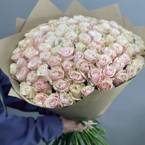 Букет из 101 розы Пинк Мондиаль Эквадор (60 см) в Химках