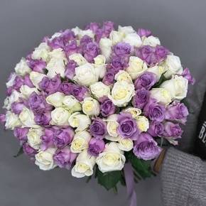 Букет "Фиолетовый микс" из 101 розы (40 см) в Химках